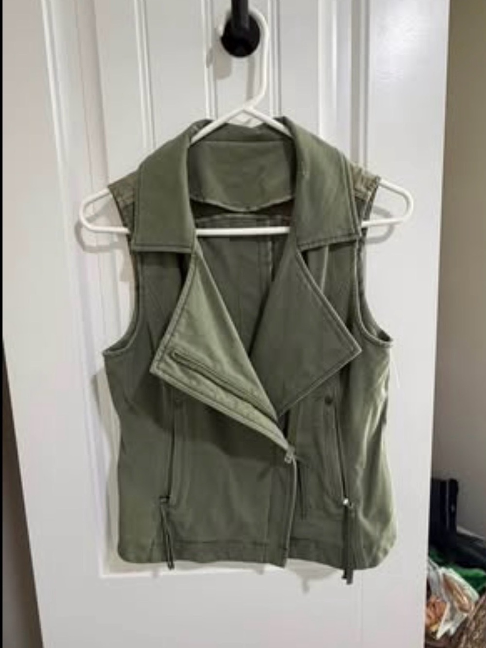 Anthropologie Olive Green Sleeveless Moto Vest